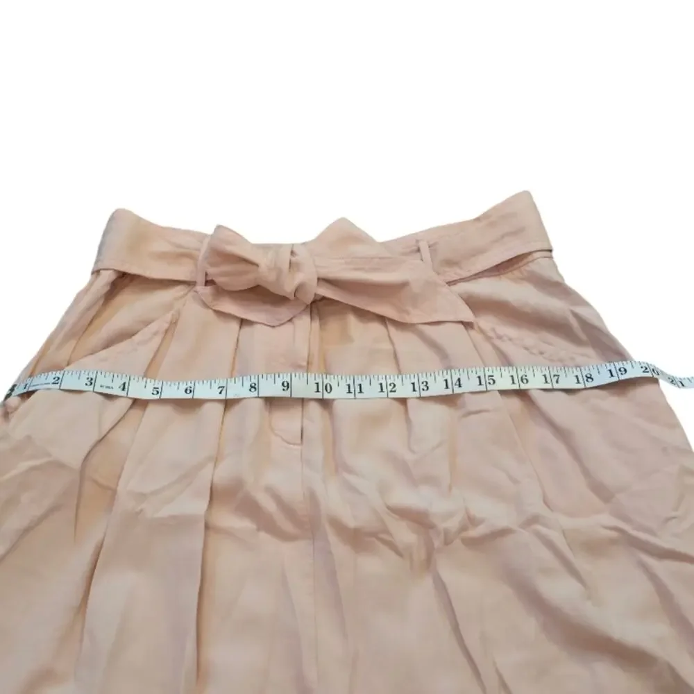 Rebecca Taylor pale Pink Silk Blend Super Soft Belted Pleated Skirt Size 8‎
